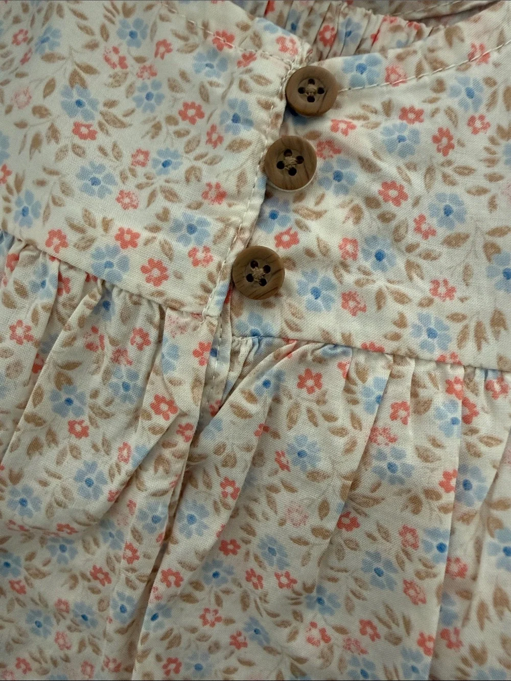 Carter's Cream Baby Dress with Pink & Blue Floral Print